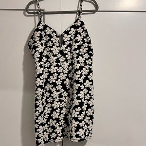 Black flower mini dress